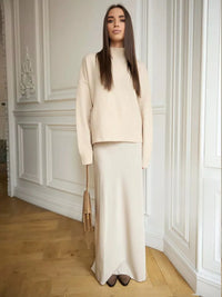 Casual Satin  Loose High Waist Maxi Skirt