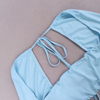 Square Collar Full Sleeve Crop Top+Mini Skirt Set