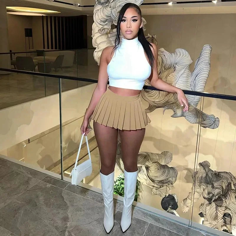 Sexy Mini A- Line Pleated Skirt