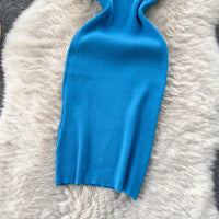 One Shoulder Solid Chic Knitted Mini Dress