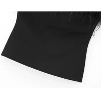 Black Feather Corset Tube Top