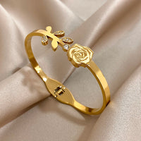 Double Flower Cuff Bracelet