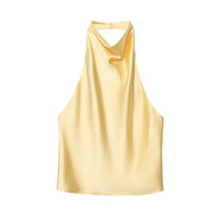 Satin Halter Backless Top