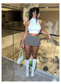 Sexy Mini A- Line Pleated Skirt