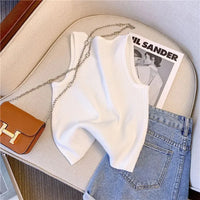 Embroidered Flare Chic Diamonds O-Neck Tank Top