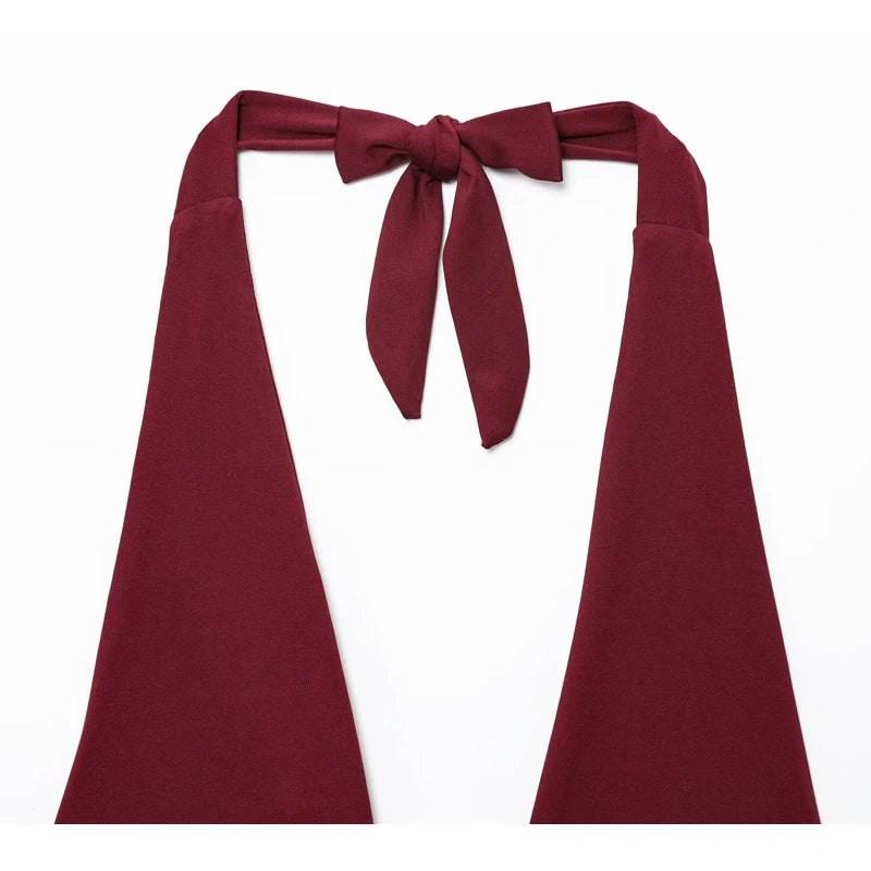 Sexy Ruched Backless  Halter Crop Top