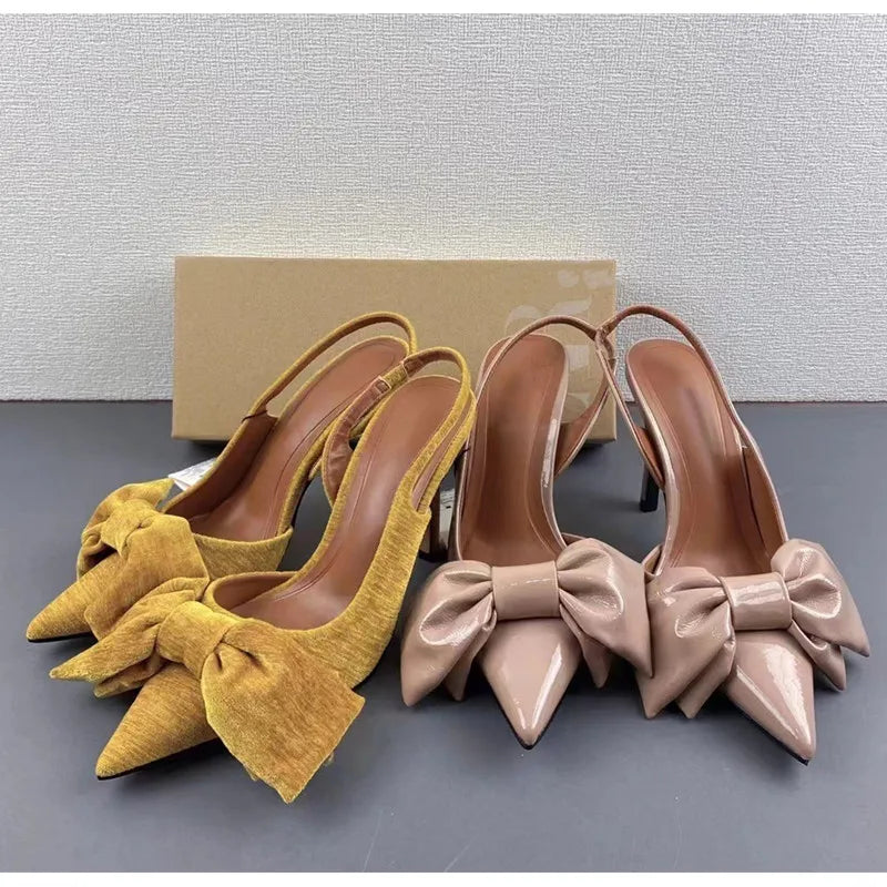 Slingback Butterfly-knot  Pointed toe Thin Heels