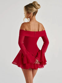 Off Shoulder Long Flare Sleeve Mini