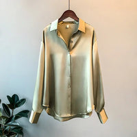 Overshirt Satin Korean Style Shirt