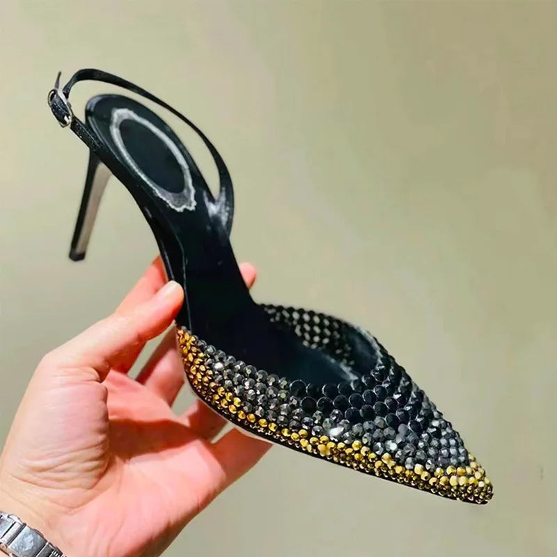 Luxury Rhinestones Gradient Slingbacks