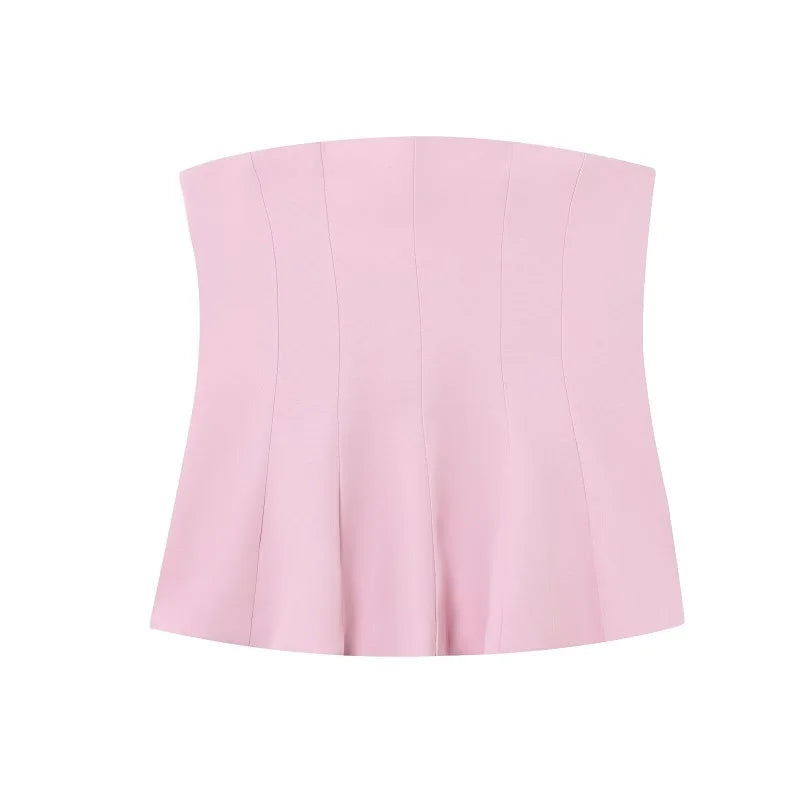 White Pink Bustier Camisole Tube Tops