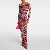 See Through Colorful Print Midnight Coquette Sheer Maxi Dress