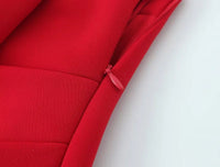 Red High Waist Pleated Mini Skirt