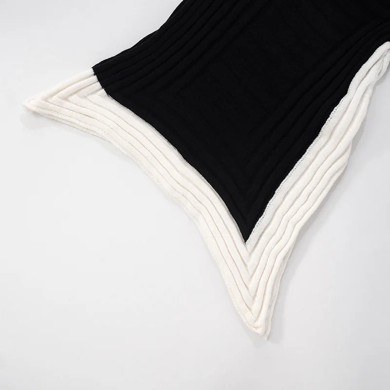 Contrast Color Patchwork  Incline Shoulder Mini Dress