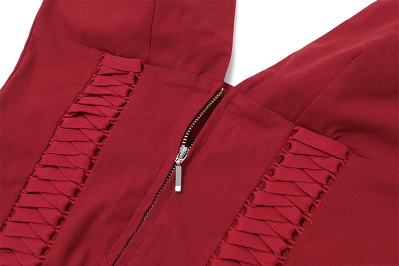 Cross Tie Zipper Slim Vest Halter Top