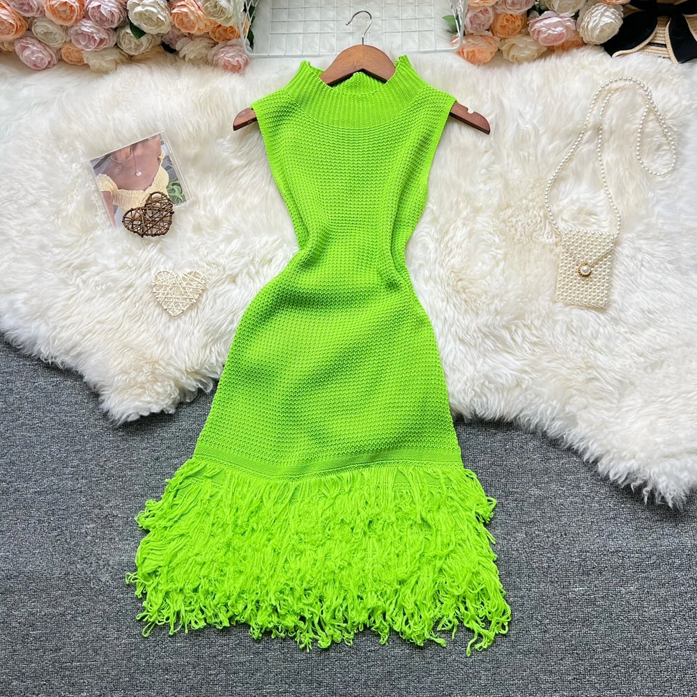 Tropical Flame Fringe Dress
