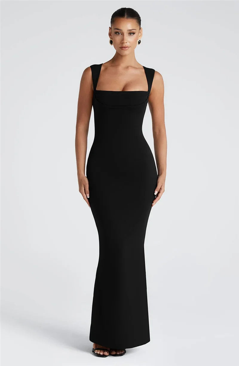 Square Collar Sleeveless Sexy Maxi Dress