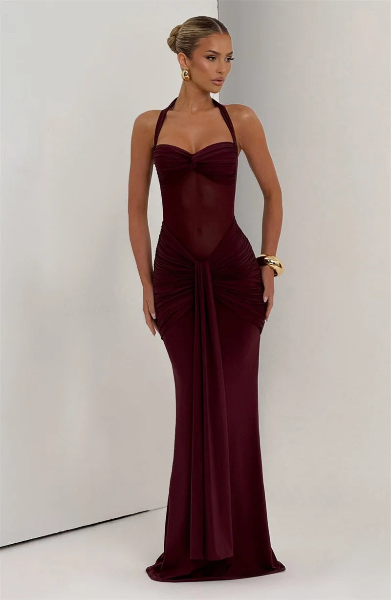 Midnight Muse Draped Maxi Dress
