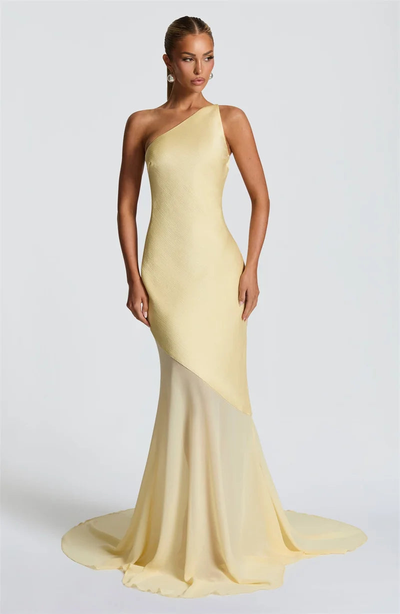 One Shoulder Backless Sexy Maxi Dress