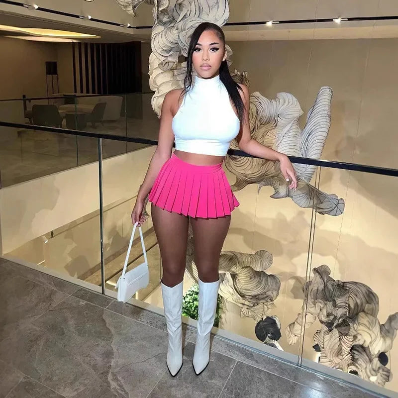 Sexy Mini A- Line Pleated Skirt