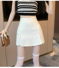 High-waisted A- line Split Short Skirt