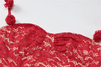 Red Lace Off-shoulder Mini Dress