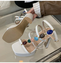 Platform Wedge Colorful Gem Ultra High Heels
