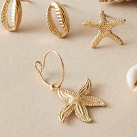 Starfish Conch Design Earring Set