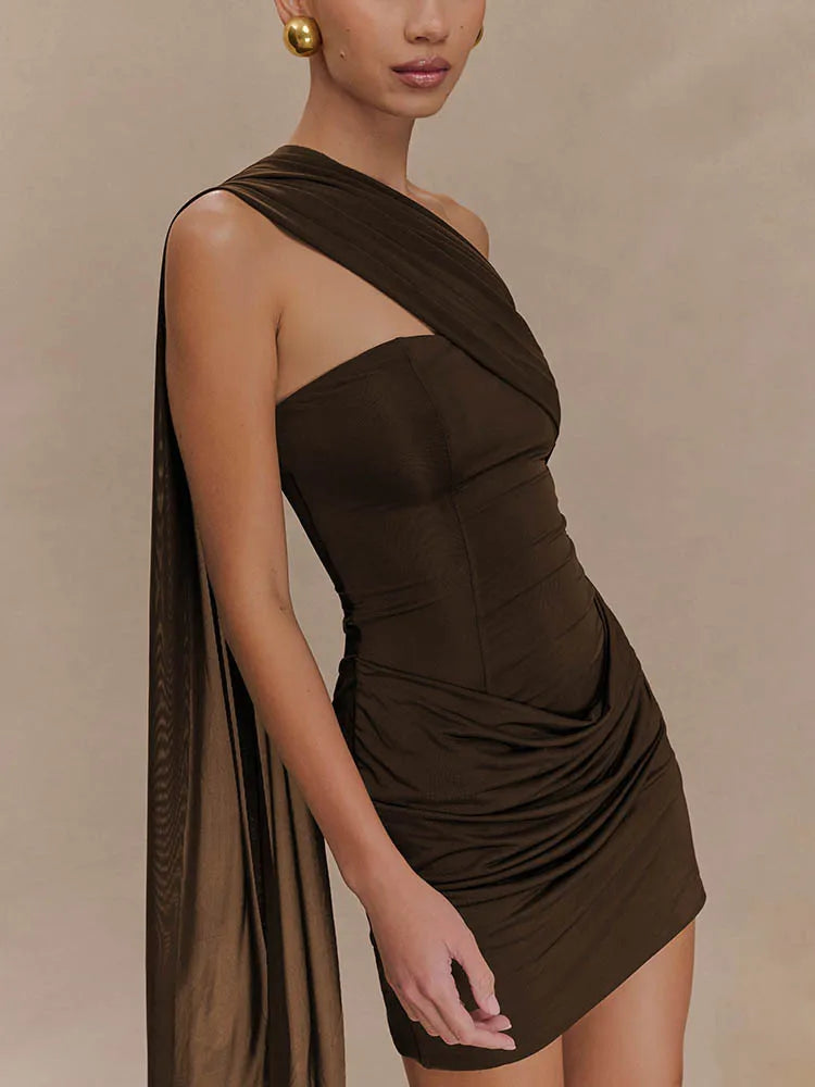 One Shoulder Backless Sexy Mini Dress