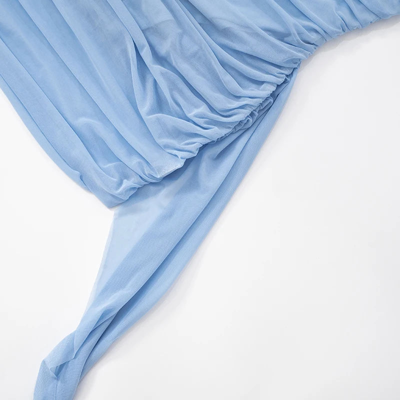 Two-Piece Mesh Patchwork Pleated Mini Dress