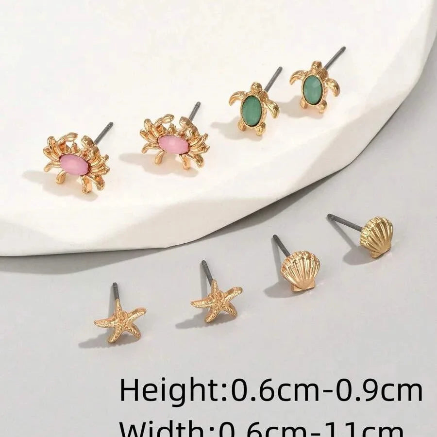 Starfish Conch Design Earring Set
