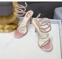 Snake Twine Around Crystal Rhinestone Thin High Heels