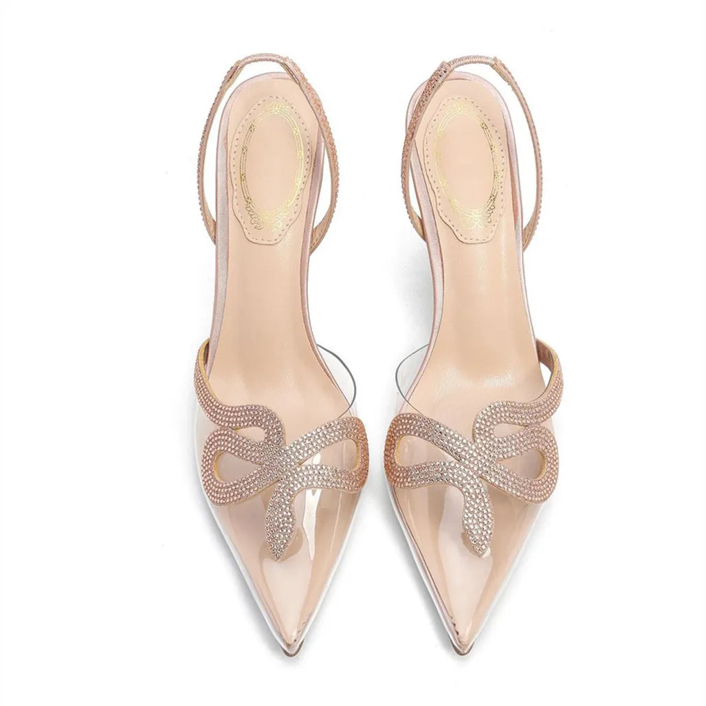 Luxury Rhinestones Transparent PVC Slingback Pumps