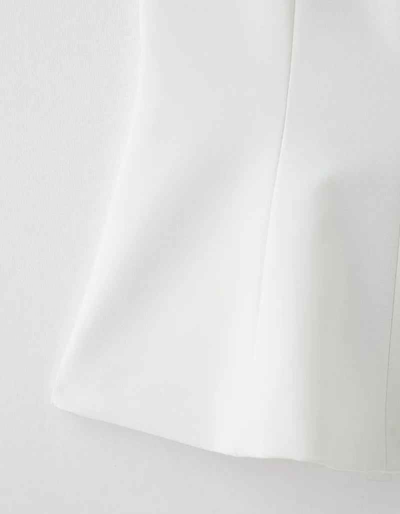 White Bow Sleeveless Casual Pleated Top