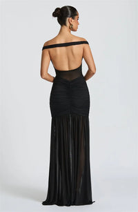 Off-shoulder Ruched Backless Sexy Maxi Dress