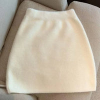 Elastic Waist Slim Imitation Mink Fur Skirt