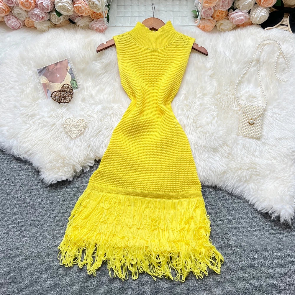 Tropical Flame Fringe Dress