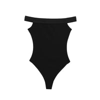 Black off Shoulder Sleeveless Bodysuit