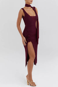 Elegant Flower High Split Sexy Midi Dress