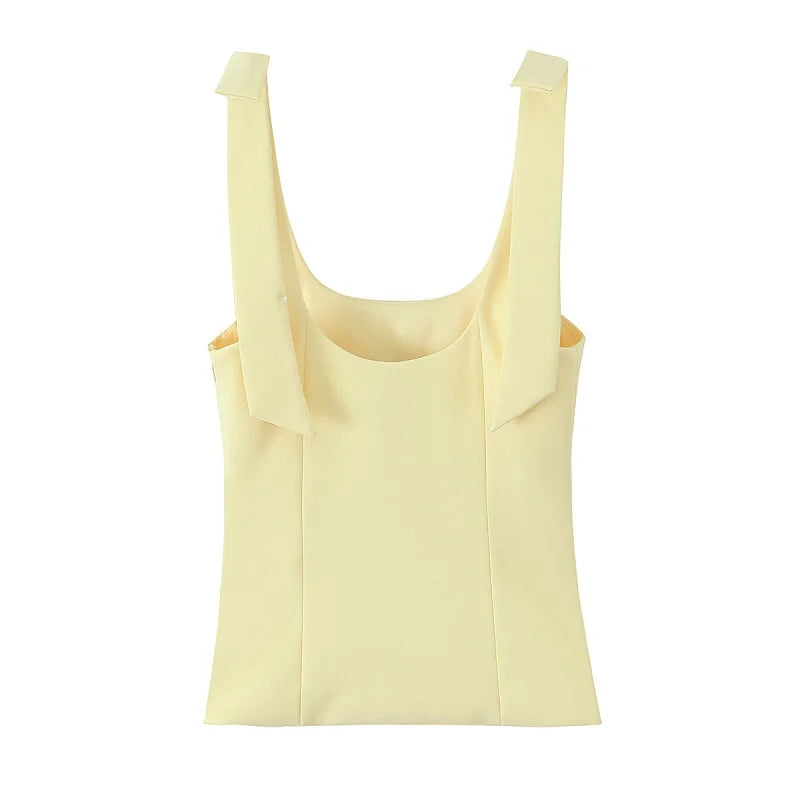 Shoulder Bow Sleeveless Top