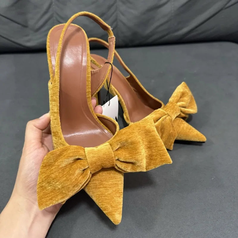 Slingback Butterfly-knot  Pointed toe Thin Heels