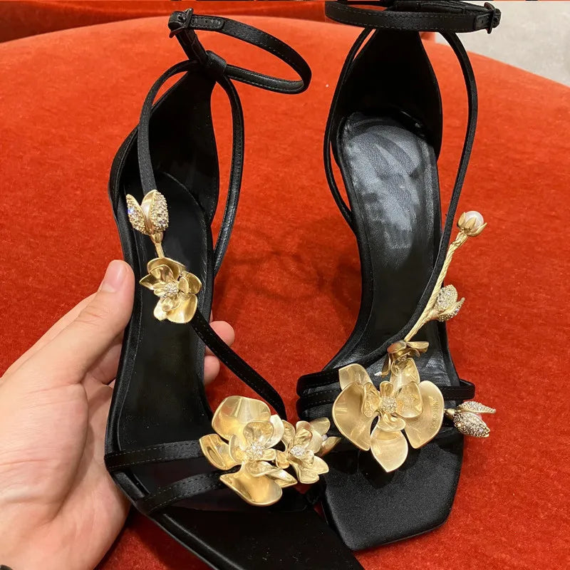 Star style Metal Flowers Stiletto High heels