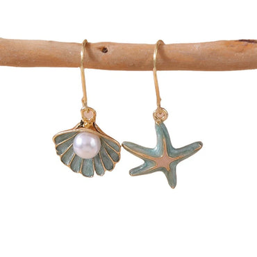 Starfish Shell Drop Earrings