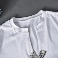 Rhinestone Bowknot Short Sleeve T-shirt