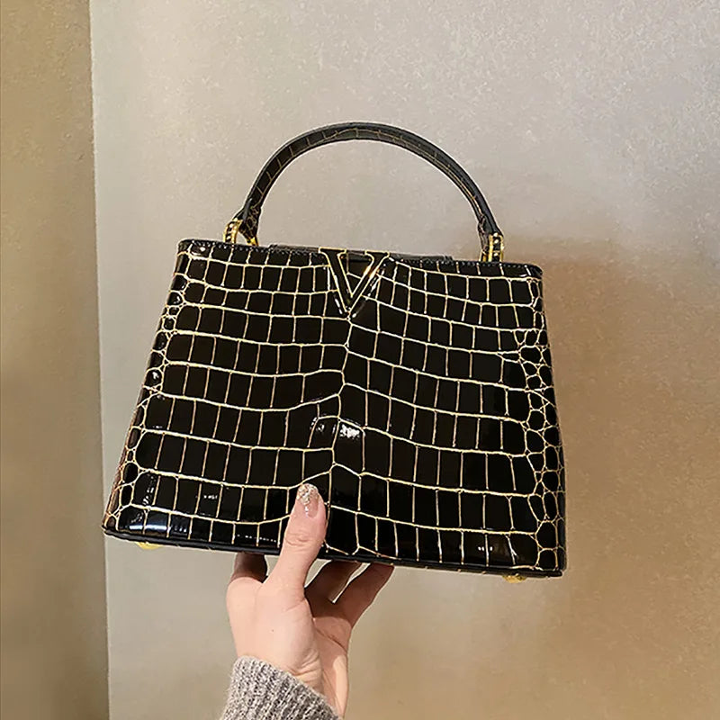 High-quality Crocodile Print Handbag