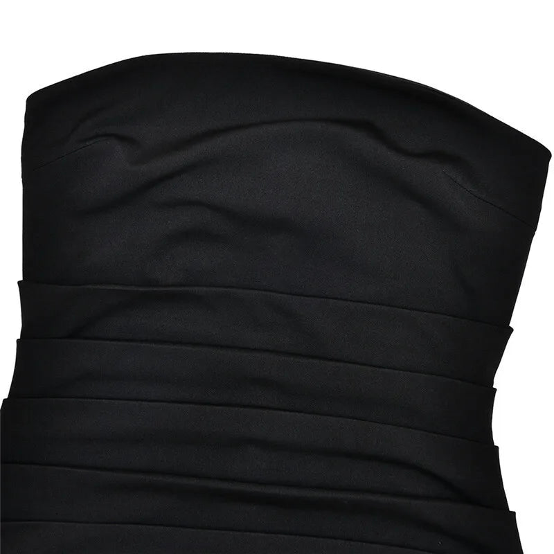 Scarf Collar Strapless Sexy Maxi Dress