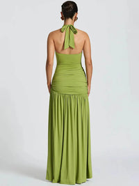 Elegant Halter Bodysuit And Skirt Maxi Dress Set