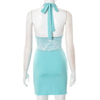 Halter Lace Sexy Patchwork Mini Dress