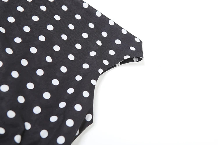 Polka Dots Print Skew Collar Off Shoulder Crop Top