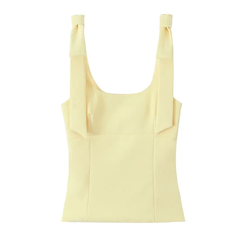 Shoulder Bow Sleeveless Top